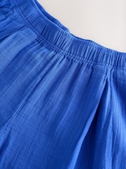 Gap Blue 100% Cotton Crinkle Gauze Easy Barrel Trousers - Image 8 of 11