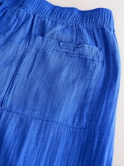 Gap Blue 100% Cotton Crinkle Gauze Easy Barrel Trousers - Image 9 of 11
