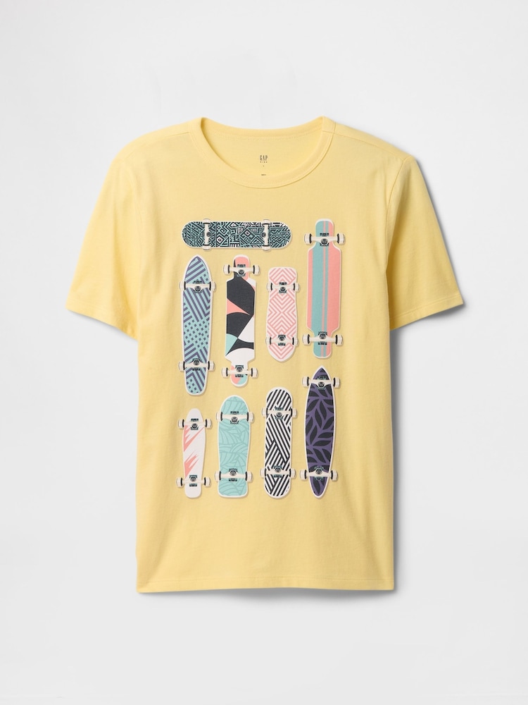 Gap Yellow Logo Short Sleeve Crew Neck Graphic T-Shirt (4-13yrs) - Image 1 of 3 Gap Yellow Logo Short Sleeve Crew Neck Graphic T-Shirt (4-13yrs) - Image 1 of 3