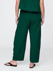 Verde - Pantalones de gasa de algodón 100 % en tejido arrugado y pernera tipo barril de Gap - Imagen 3 de 12