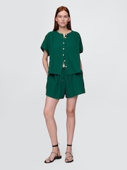 Gap Green 100% Cotton Crinkle Gauze Easy Shorts - Image 1 of 8