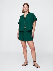 Gap Green 100% Cotton Crinkle Gauze Easy Shorts - Image 2 of 8