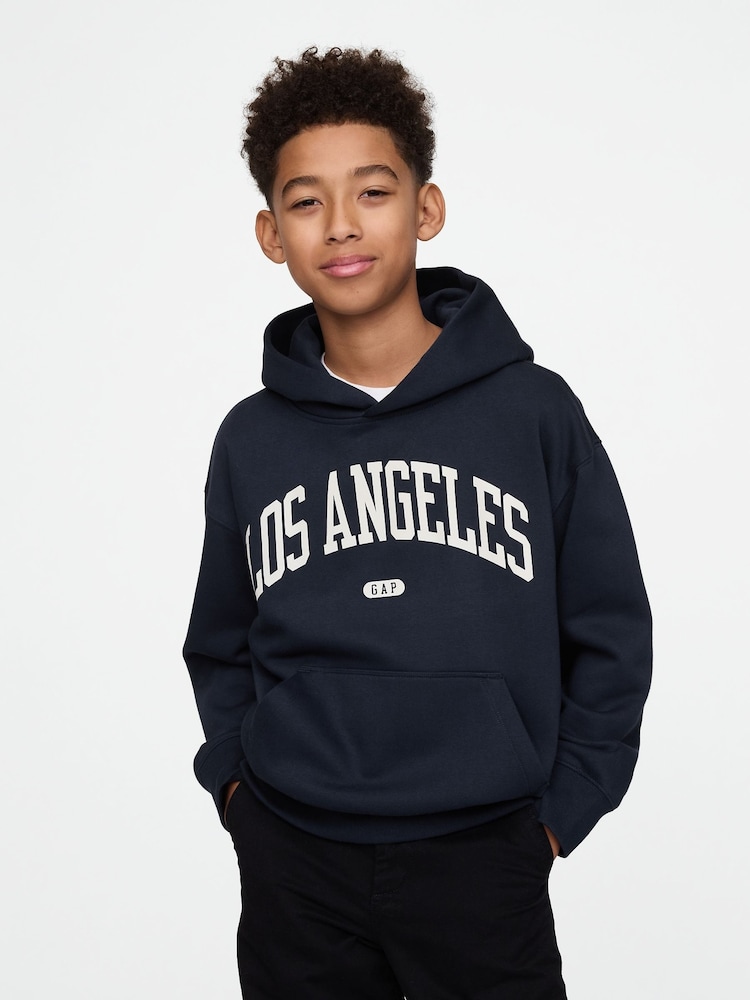 Gap Navy Blue Los Angeles Vintage Fleece-Lined Hoodie (4-13yrs) - Image 1 of 4