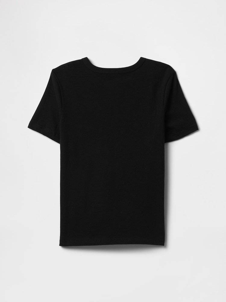 Negro - Camiseta de manga corta y cuello redondo con logo de Gap (4-13años) - Imagen 2 de 3