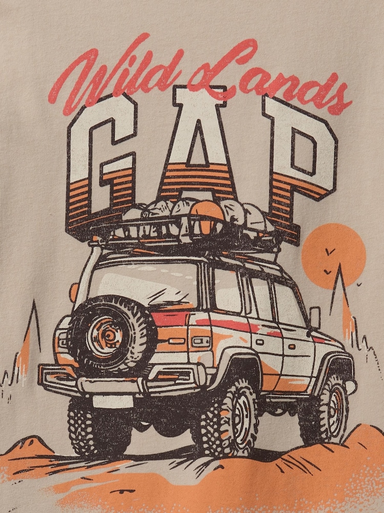 Gap Beige Logo Short Sleeve Crew Neck Graphic T-Shirt (4-13yrs) - Image 3 of 3