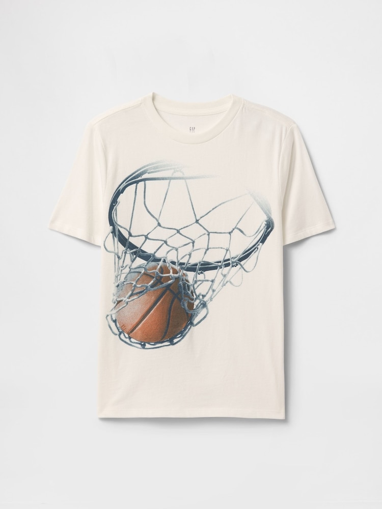Cream košarkarska - Gap Short Sleeve Graphic T-Shirt (4-13yrs) - Slika 1 iz 2