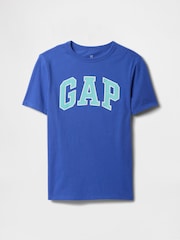 Blauw - Gap Logo T-shirt met korte mouwen en ronde hals (4 - 13 jr) - Image 1 of 3