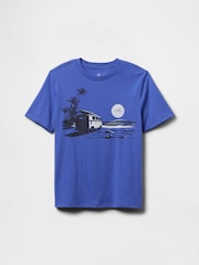 Gap Blue Short Sleeve Graphic T-Shirt (4-13yrs) - Image 1 of 2