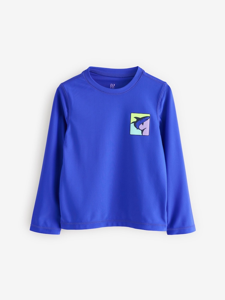 Синий - Gap Long Sleeve Swim Rash Guard (4-13yrs) - Изображение 1 из 4