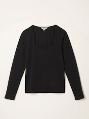 FatFace Thea Black Square Neck Top - Image 1 of 1