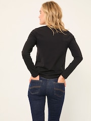 FatFace Thea Black Square Neck Top - Image 2 of 5