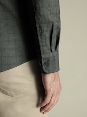 Charles Tyrwhitt Green Slim Fit Check Non-iron Twill 100% Cotton Shirt - Image 3 of 6