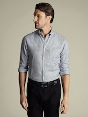Charles Tyrwhitt Blue Slim Fit Check Non Iron Twill 100% Cotton Shirt - Image 1 of 7