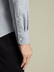 Charles Tyrwhitt Blue Slim Fit Check Non Iron Twill 100% Cotton Shirt - Image 4 of 7