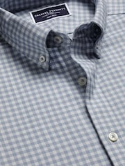 Charles Tyrwhitt Blue Slim Fit Check Non Iron Twill 100% Cotton Shirt - Image 6 of 7