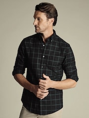 Charles Tyrwhitt Grey Classic Fit Check Non Iron Twill 100% Cotton Shirt - Image 1 of 7