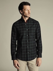 Charles Tyrwhitt Grey Classic Fit Check Non Iron Twill 100% Cotton Shirt - Image 2 of 7