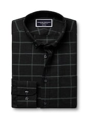 Charles Tyrwhitt Grey Classic Fit Check Non Iron Twill 100% Cotton Shirt - Image 5 of 7