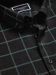Charles Tyrwhitt Grey Classic Fit Check Non Iron Twill 100% Cotton Shirt - Image 6 of 7