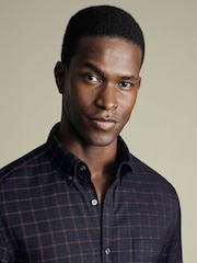 Charles Tyrwhitt Classic Fit Check Non-Iron Twill 100% Cotton Shirt - Imagen 4 de 7