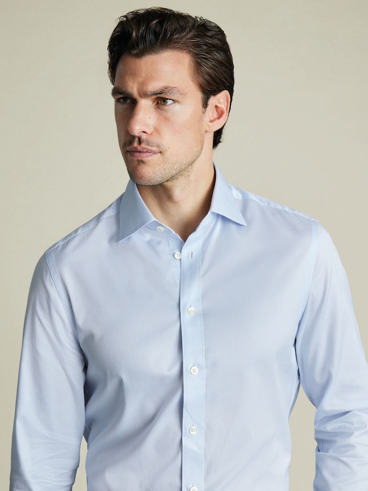 Charles Tyrwhitt Blue Classic Fit Egyptian 100% Cotton Stripe Shirt - Image 2 of 6