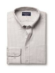 Charles Tyrwhitt Grey Slim Fit Check Non Iron Twill 100% Cotton Shirt - Image 5 of 7