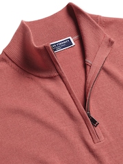 Charles Tyrwhitt Brown Merino Zip Neck Jumper - Image 4 of 5