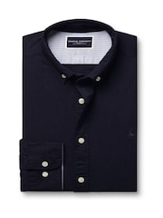 Charles Tyrwhitt Blue Slim Fit Plain Button Down Stretch Washed Oxford 100% Cotton Shirt - Image 2 of 4