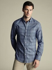 Charles Tyrwhitt Blue Classic Fit Check Non Iron Twill 100% Cotton Shirt - Image 2 of 7