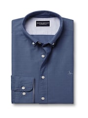 Charles Tyrwhitt Blue Slim Fit Plain Button Down Stretch Washed 100% Cotton Oxford Shirt - Image 4 of 6