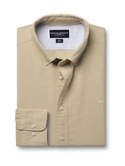 Charles Tyrwhitt Natural Classic Fit Plain Button Down Stretch Washed 100% Cotton Oxford Shirt - Image 5 of 7