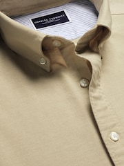 Charles Tyrwhitt Natural Slim Fit Plain Button Down Stretch Washed Oxford 100% Cotton Shirt - Image 6 of 7