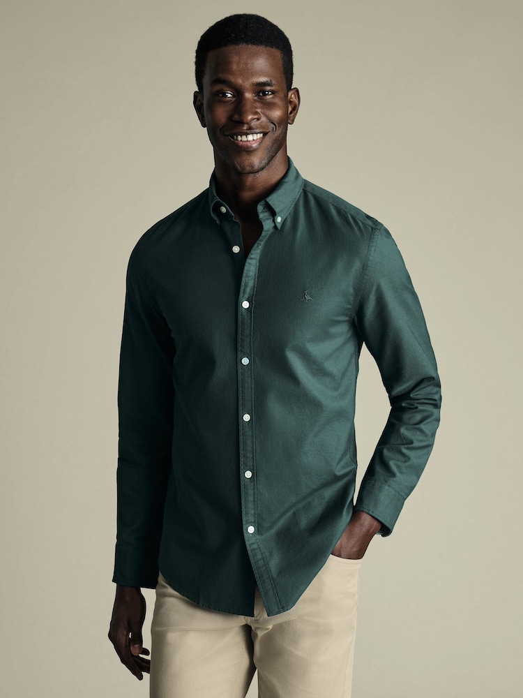 Charles Tyrwhitt Slim Fit Plain Button Down Stretch Washed 100% Cotton Oxford Shirt - Bild 1 von 7