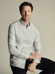 Charles Tyrwhitt Grey Classic Fit Check Non-Iron Twill 100% Cotton Shirt - Image 1 of 7