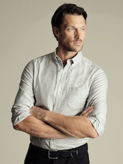 Charles Tyrwhitt Grey Classic Fit Check Non-Iron Twill 100% Cotton Shirt - Image 2 of 7