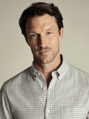 Charles Tyrwhitt Grey Classic Fit Check Non-Iron Twill 100% Cotton Shirt - Image 3 of 7