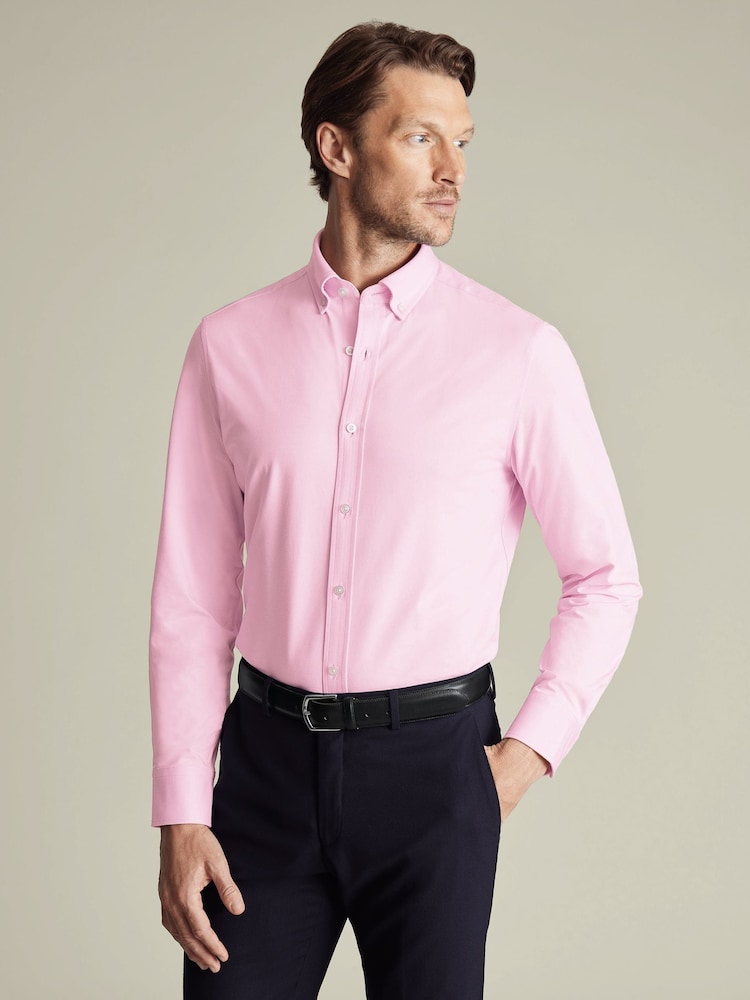 Charles Tyrwhitt Pink Four Way Stretch Button Down Jersey Shirt - Image 1 of 6