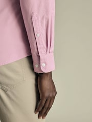 Charles Tyrwhitt Purple Slim Fit Plain Button Down Stretch Washed 100% Cotton Oxford Shirt - Image 3 of 6