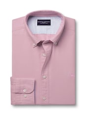 Charles Tyrwhitt Purple Slim Fit Plain Button Down Stretch Washed 100% Cotton Oxford Shirt - Image 4 of 6
