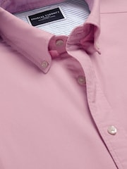 Charles Tyrwhitt Purple Slim Fit Plain Button Down Stretch Washed 100% Cotton Oxford Shirt - Image 5 of 6