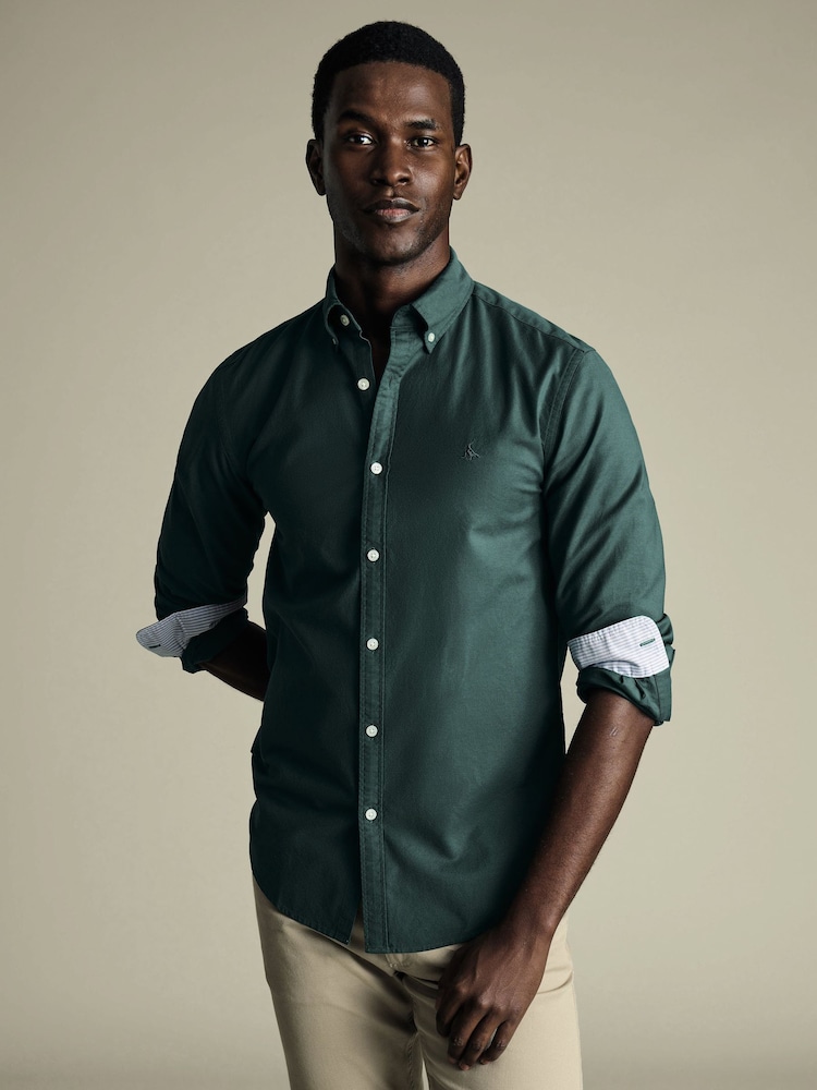 Charles Tyrwhitt Classic Fit Plain Button Down Stretch Washed 100% Cotton Oxford Shirt - Bild 1 von 7