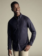 Charles Tyrwhitt Blue Extra Slim Fit Check Non Iron Twill 100% Cotton Shirt - Image 1 of 7
