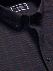Charles Tyrwhitt Blue Extra Slim Fit Check Non Iron Twill 100% Cotton Shirt - Image 6 of 7