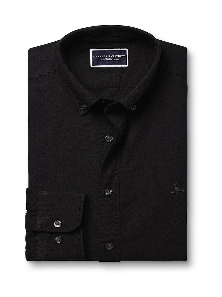 charles tyrwhitt black dress shirt Mens Charles Tyrwhitt Black Non-Iron Stretch Texture Shirt US 16 1/2 R