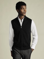Charles Tyrwhitt Grey Pure Merino Zip Gilet - Image 1 of 3