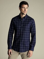 Charles Tyrwhitt Blue Extra Slim Fit Check Non Iron Twill 100% Cotton Shirt - Image 2 of 7