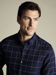 Charles Tyrwhitt Blue Extra Slim Fit Check Non Iron Twill 100% Cotton Shirt - Image 3 of 7