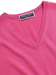 Charles Tyrwhitt Pink Merino V-Neck Jumper - Image 4 of 5