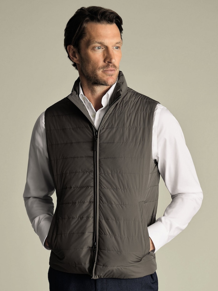 Charles Tyrwhitt Brown Quilted Gilet - Image 1 of 5