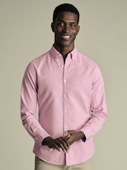 Charles Tyrwhitt Pink Extra Slim Fit Plain Button Down Stretch Washed 100% Cotton Oxford Shirt - Image 1 of 6